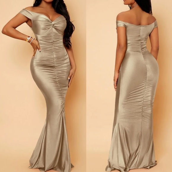 Dresses & Skirts - Luxe twist front party formal evening bridesmaids prom mermaid hem dress